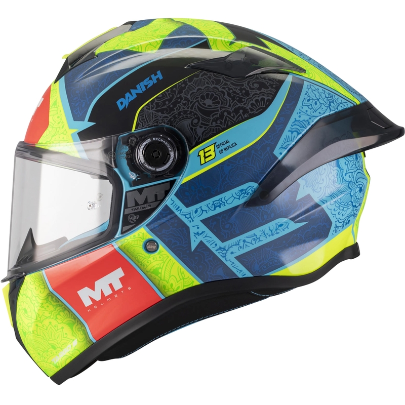 Kokokasvoinen moottoripyöräkypärä MT Targo S Danish_26_Brasil C3 sini-fluo keltainen-punainen