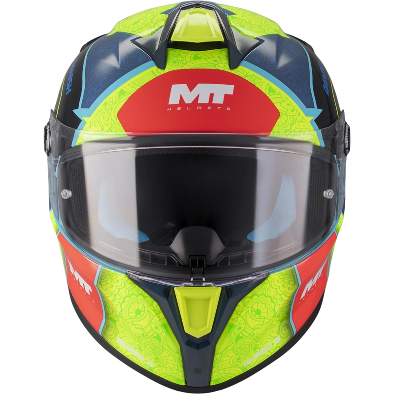 Kokokasvoinen moottoripyöräkypärä MT Targo S Danish_26_Brasil C3 sini-fluo keltainen-punainen