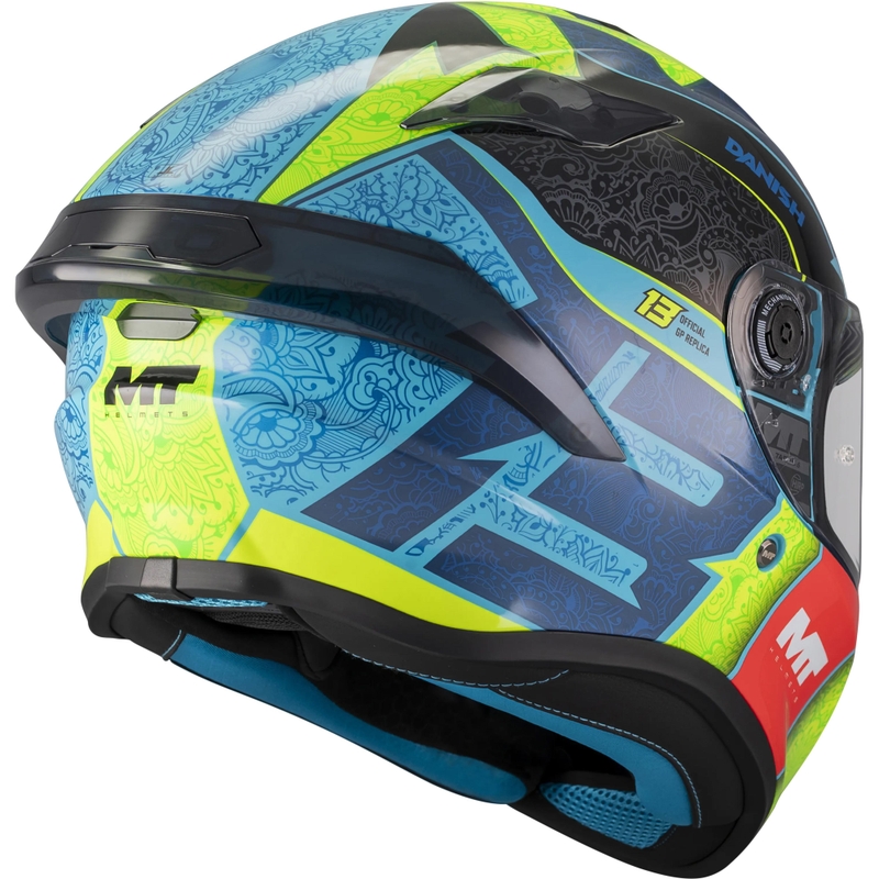 Kokokasvoinen moottoripyöräkypärä MT Targo S Danish_26_Brasil C3 sini-fluo keltainen-punainen