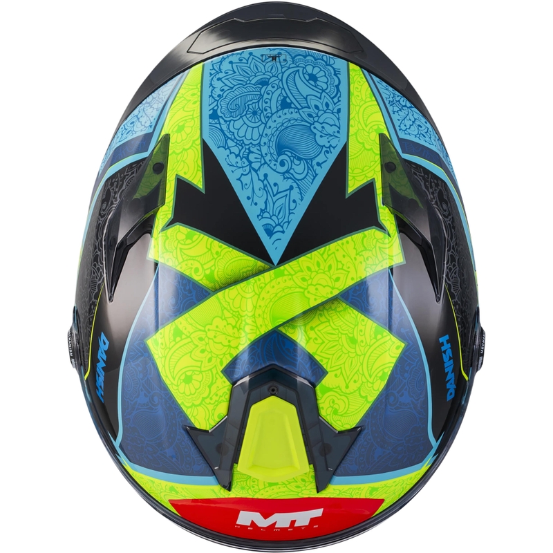 Kokokasvoinen moottoripyöräkypärä MT Targo S Danish_26_Brasil C3 sini-fluo keltainen-punainen