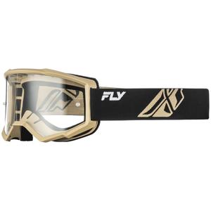 Fly Racing Focus motocrossilasit musta-khaki kirkkaalla pleksilasilla