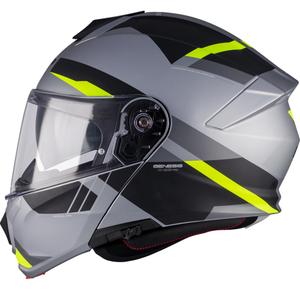 Avattava moottoripyöräkypärä MT Genesis R SV Cheeky C3 musta-harmaa-fluo-keltainen