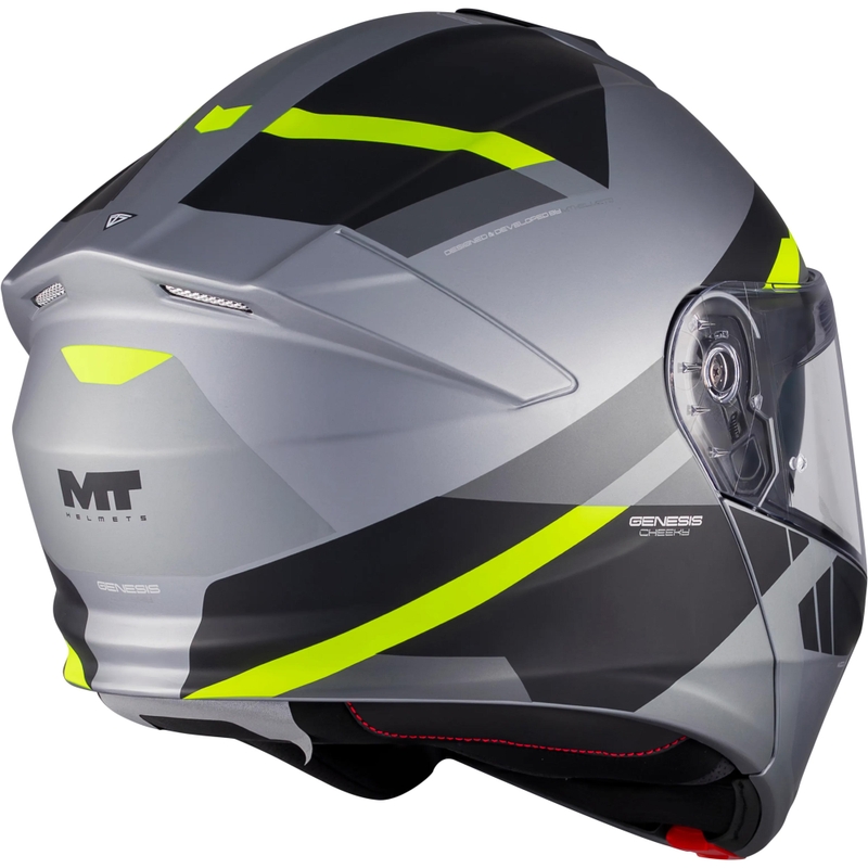Avattava moottoripyöräkypärä MT Genesis R SV Cheeky C3 musta-harmaa-fluo-keltainen