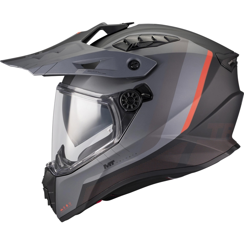 Enduro-moottoripyöräkypärä MT Track SV Nomad B25 mattamusta-harmaa-punainen