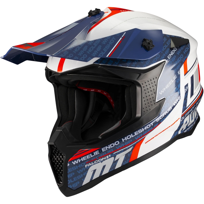 Motocross-kypärä MT Falcon S Ruler A15 sini-valko-punainen