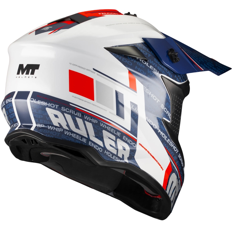 Motocross-kypärä MT Falcon S Ruler A15 sini-valko-punainen