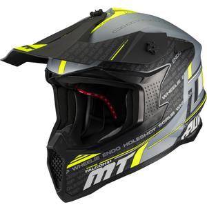 Motocross-kypärä MT Falcon S Ruler C2 mattamusta-harmaa-fluo-keltainen