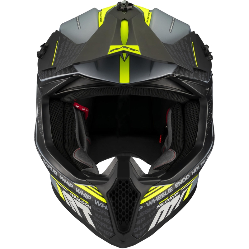 Motocross-kypärä MT Falcon S Ruler C2 mattamusta-harmaa-fluo-keltainen
