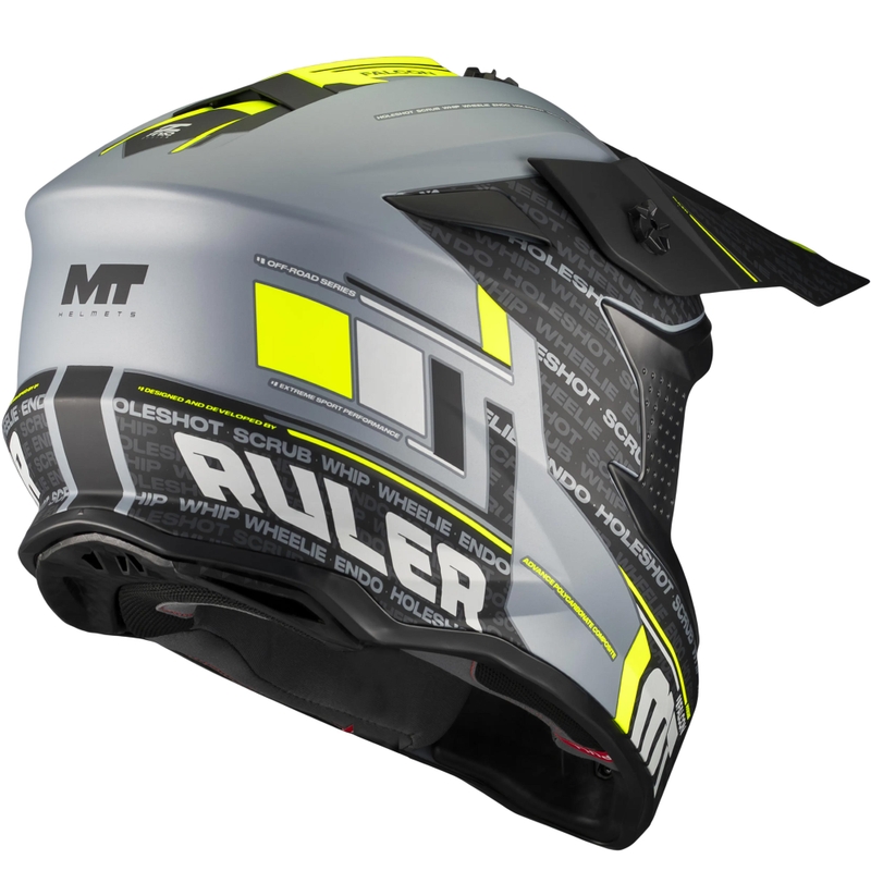 Motocross-kypärä MT Falcon S Ruler C2 mattamusta-harmaa-fluo-keltainen