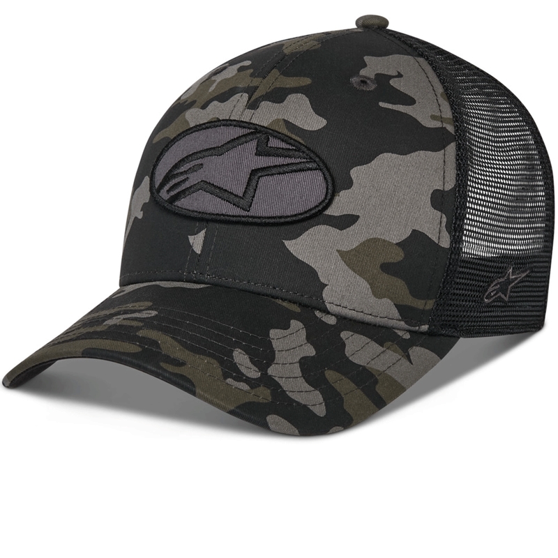 Alpinestars Oblique Camo Trucker -lippis musta-camo-musta