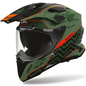 Enduro-moottoripyöräkypärä Airoh Commander 2 Plug mattamusta-vihreä-punainen