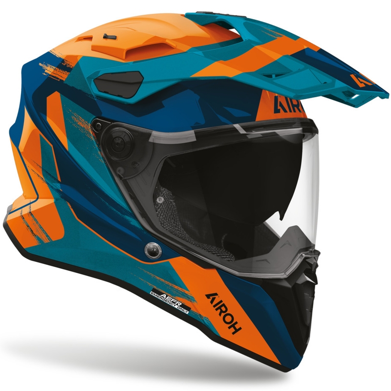 Enduro-moottoripyöräkypärä Airoh Commander 2 Razor sini-oranssi