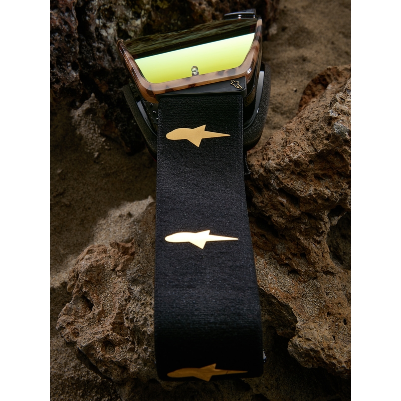 Alpinestars Supertech Limited Edition Zona motocrossilasit, mustanruskeat, peilipintaiset kultaiset pleksilasilla