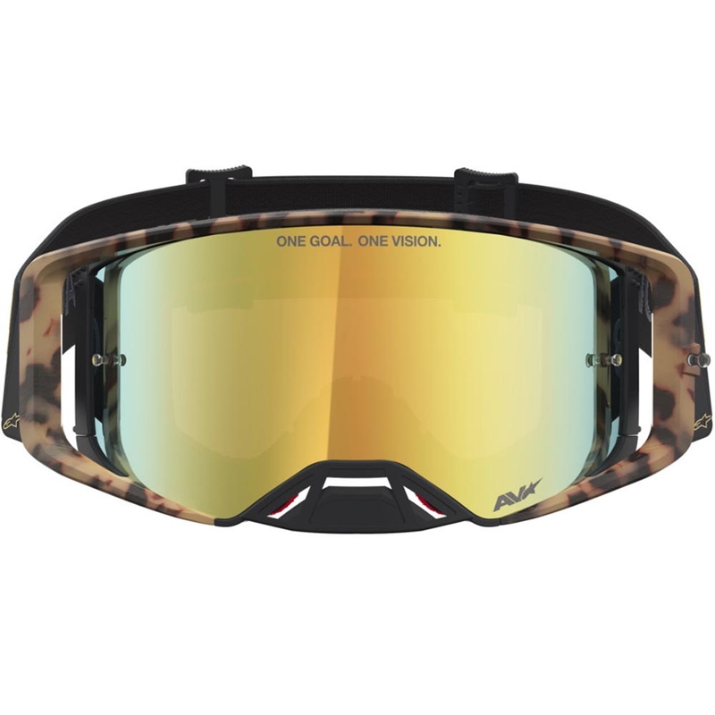 Alpinestars Supertech Limited Edition Zona motocrossilasit, mustanruskeat, peilipintaiset kultaiset pleksilasilla