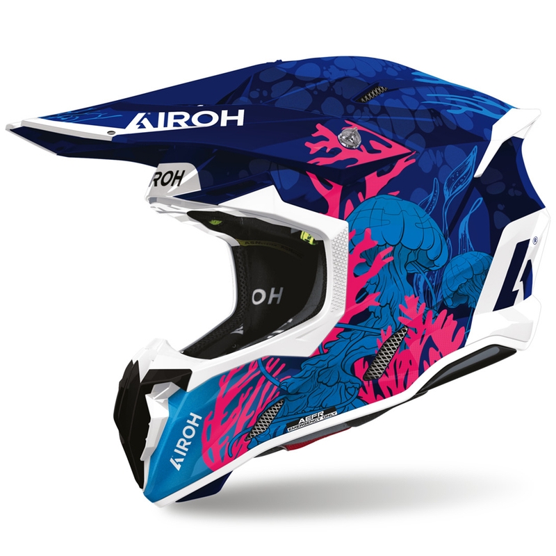 Airoh Twist 3 vedenalainen motocrossikypärä sini-valko-pinkki