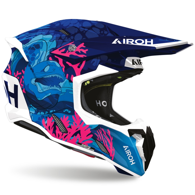 Airoh Twist 3 vedenalainen motocrossikypärä sini-valko-pinkki
