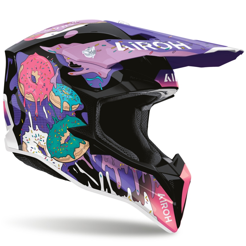 Airoh Wraaap Donuts moottoripyörä crossikypärä pinkki-violetti-musta