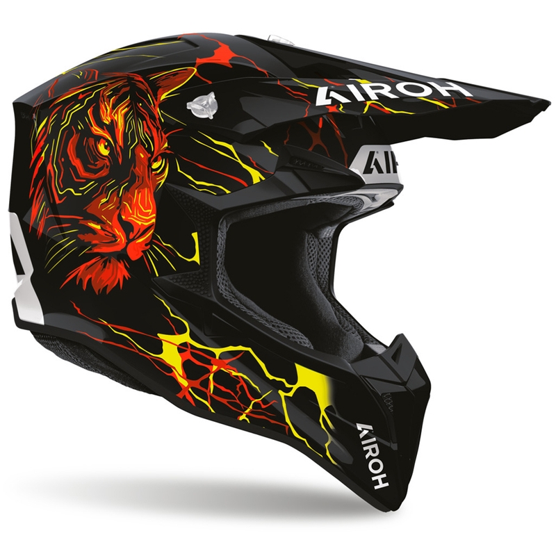 Airoh Wraaap Tyger moottoripyörän motocrosskypärä musta-puna-keltainen
