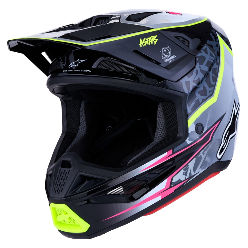 Alpinestars Supertech S-M7 Blaster Moottoripyörä Crossikypärä Harmaa-Neon Keltainen