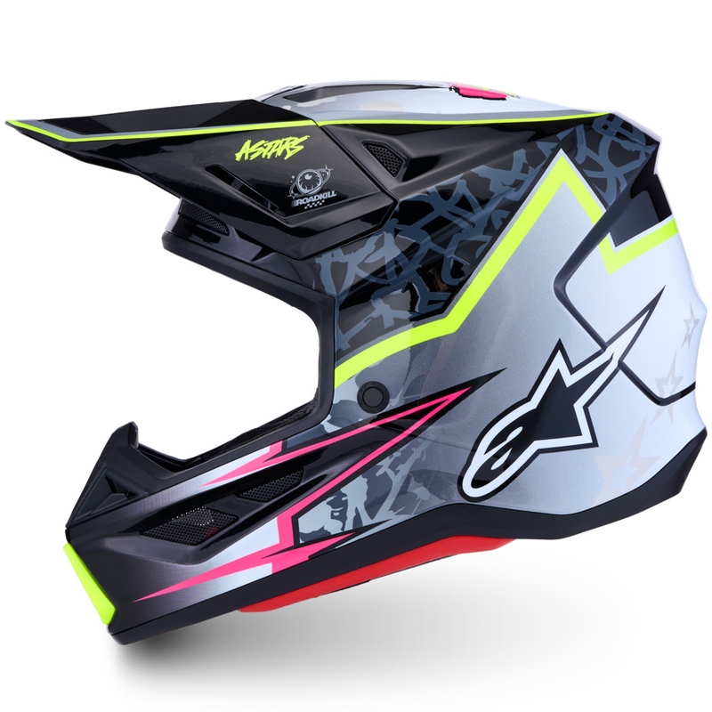 Alpinestars Supertech S-M7 Blaster Moottoripyörä Crossikypärä Harmaa-Neon Keltainen