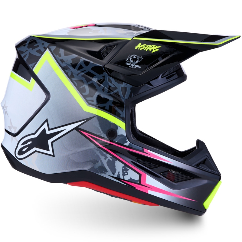 Alpinestars Supertech S-M7 Blaster Moottoripyörä Crossikypärä Harmaa-Neon Keltainen