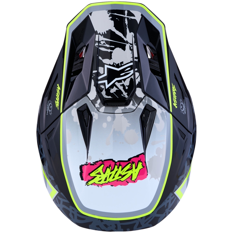 Alpinestars Supertech S-M7 Blaster Moottoripyörä Crossikypärä Harmaa-Neon Keltainen