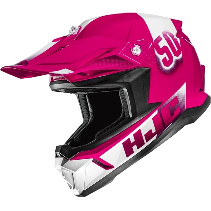 Lasten motocross-kypärä HJC Y50 pinkki-valkoinen