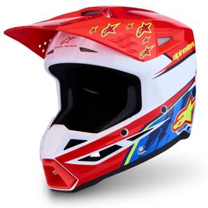 Alpinestars S-M3 Falcon moottoripyörän motocross-kypärä, fluo puna-valkoinen