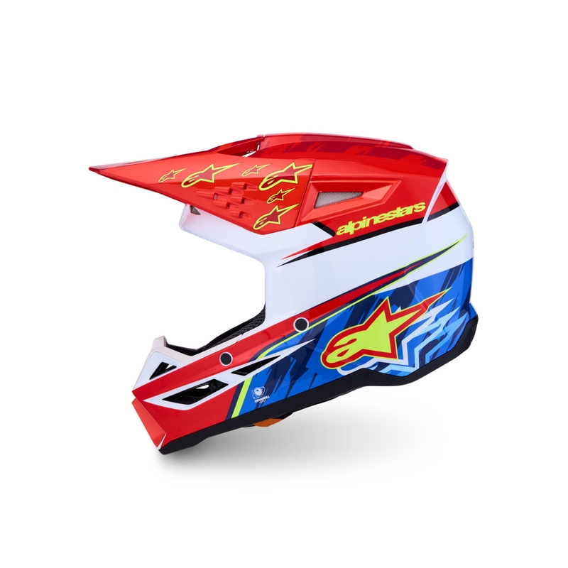 Alpinestars S-M3 Falcon moottoripyörän motocross-kypärä, fluo puna-valkoinen