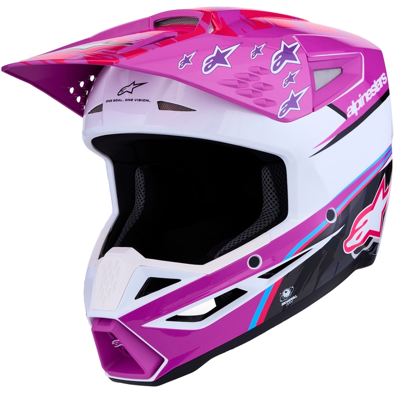 Alpinestars S-M3 Falcon moottoripyörä motocross kypärä violetti-valkoinen-fluo pinkki
