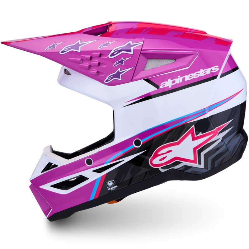 Alpinestars S-M3 Falcon moottoripyörä motocross kypärä violetti-valkoinen-fluo pinkki