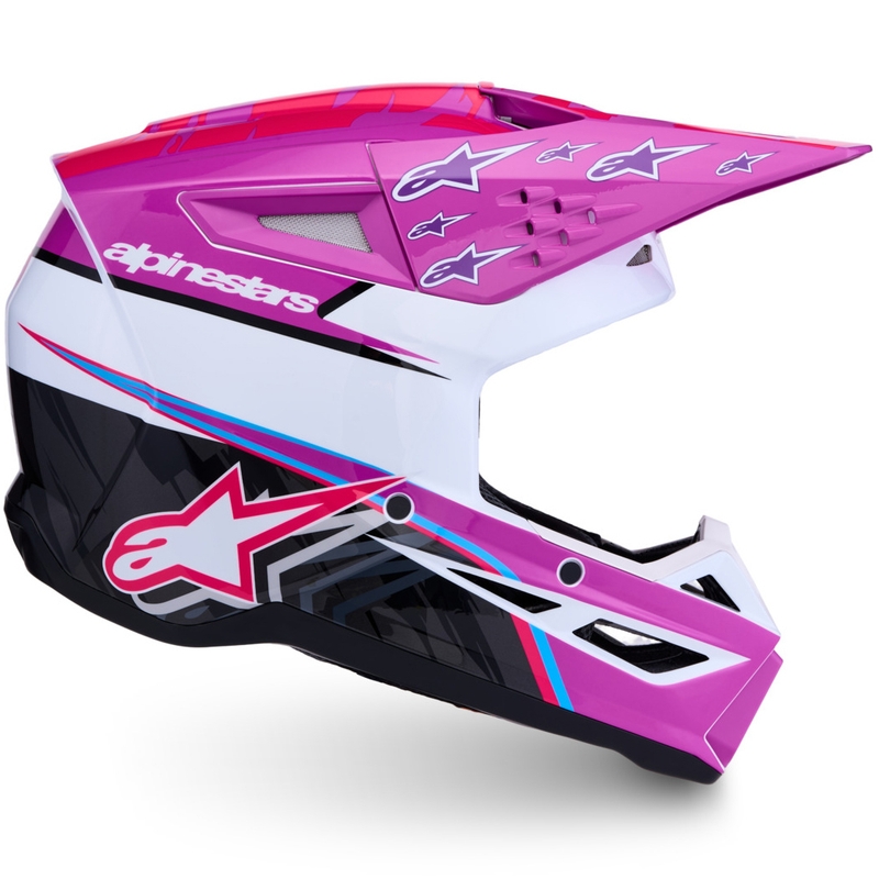 Alpinestars S-M3 Falcon moottoripyörä motocross kypärä violetti-valkoinen-fluo pinkki