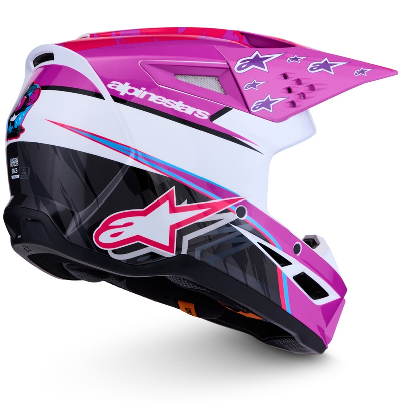 Alpinestars S-M3 Falcon moottoripyörä motocross kypärä violetti-valkoinen-fluo pinkki