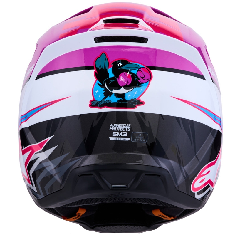 Alpinestars S-M3 Falcon moottoripyörä motocross kypärä violetti-valkoinen-fluo pinkki