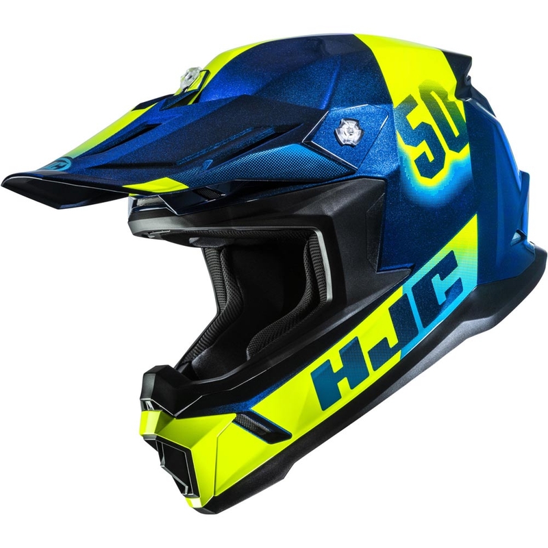 Motocross-kypärä HJC C50 Dash MC2 sini-fluo keltainen