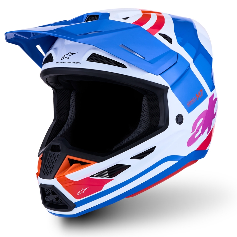 Alpinestars Supertech S-M7 Core motocrossikypärä valkoinen-sini-oranssi
