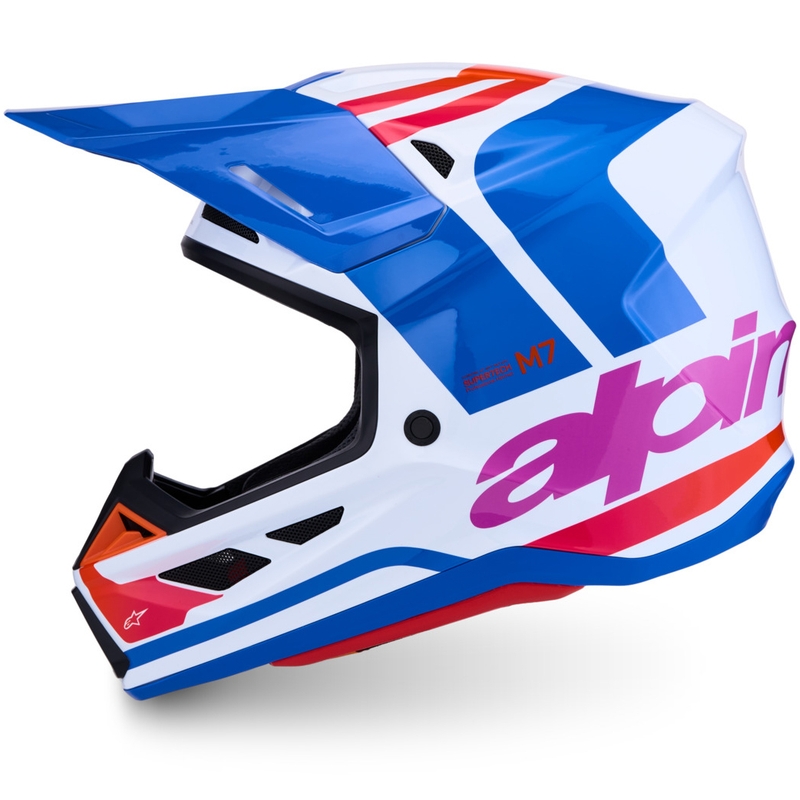 Alpinestars Supertech S-M7 Core motocrossikypärä valkoinen-sini-oranssi