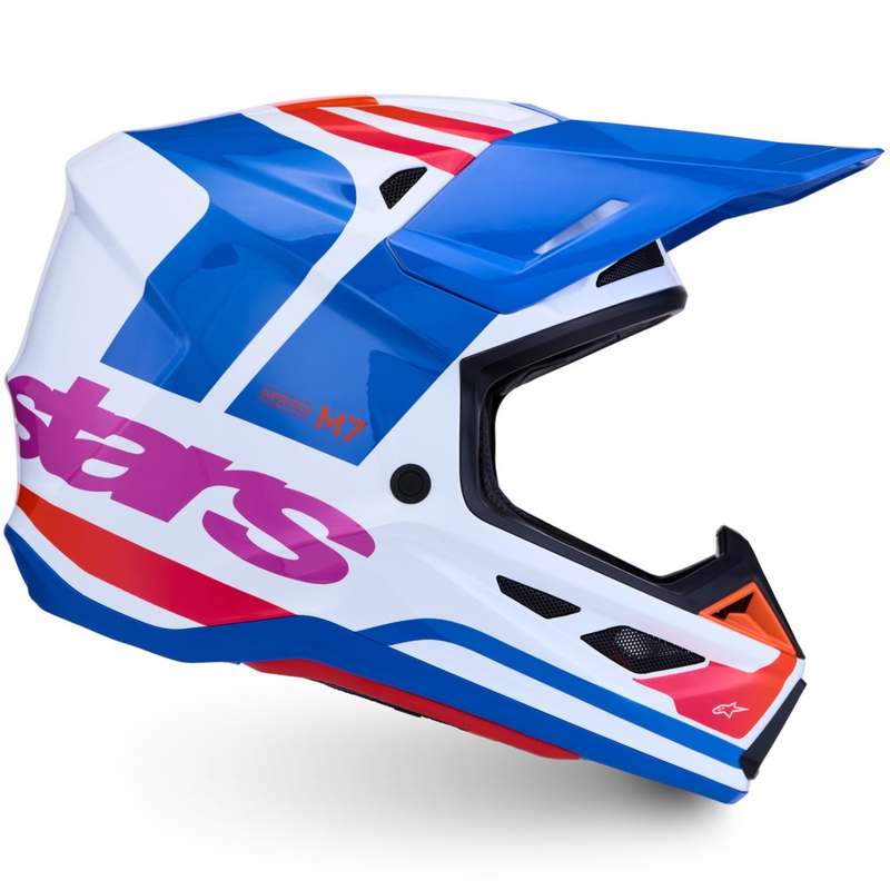 Alpinestars Supertech S-M7 Core motocrossikypärä valkoinen-sini-oranssi