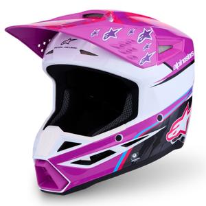Alpinestars S-M3 Falcon Lasten Motocross Kypärä Violetti-Valkoinen-Musta