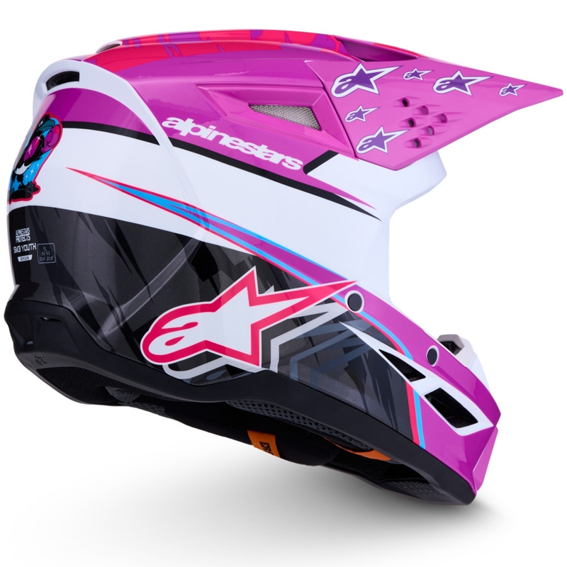 Alpinestars S-M3 Falcon Lasten Motocross Kypärä Violetti-Valkoinen-Musta