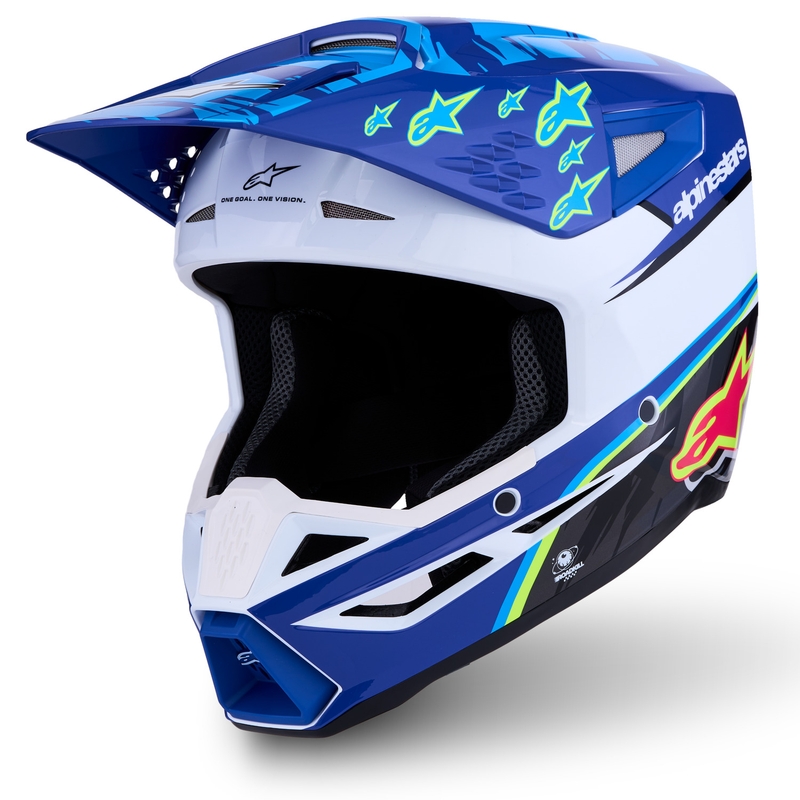 Alpinestars S-M3 Falcon lasten motocrossikypärä sini-valko-musta