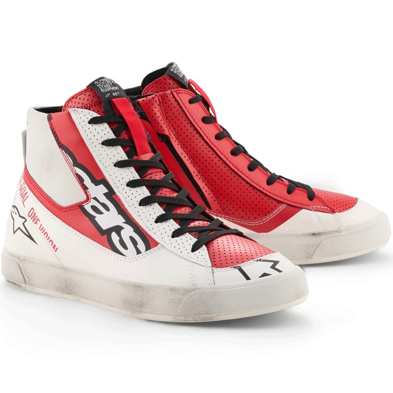 Alpinestars Stated Flair -moottoripyöräsaappaat valko-punaiset