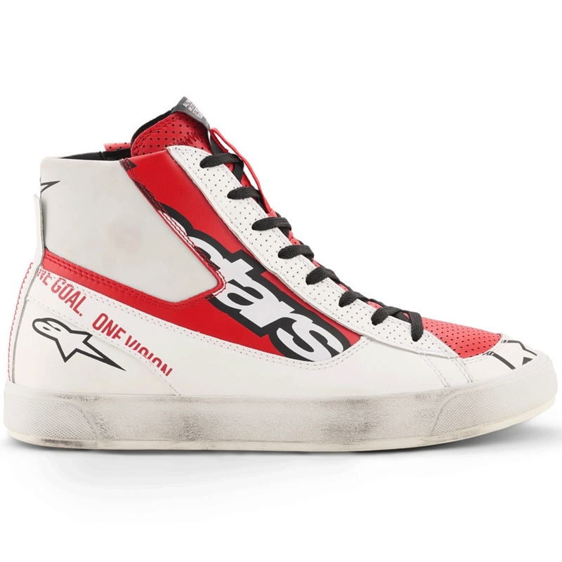 Alpinestars Stated Flair -moottoripyöräsaappaat valko-punaiset