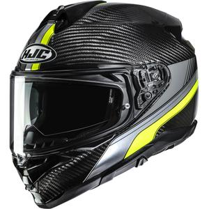 Kokokasvoinen moottoripyöräkypärä HJC F72 Carbon Eos MC3H musta-fluo keltainen