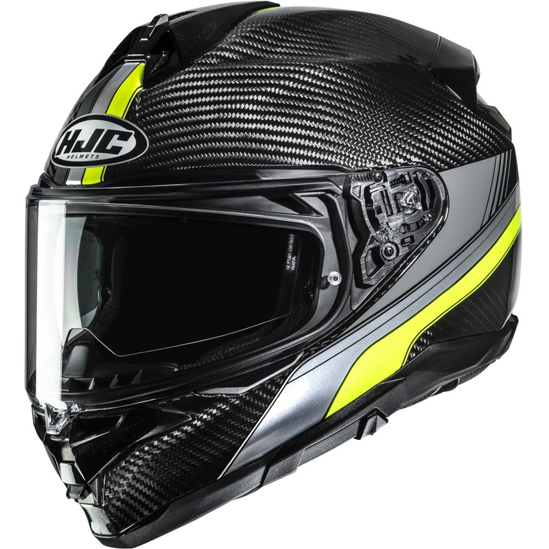 Kokokasvoinen moottoripyöräkypärä HJC F72 Carbon Eos MC3H musta-fluo keltainen