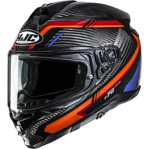 Kokokasvoinen moottoripyöräkypärä HJC F72 Carbon Kairo MC8 musta-oranssi-punainen-violetti