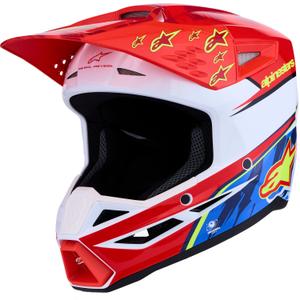 Alpinestars S-M3 Falcon moottoripyörän motocross-kypärä, fluo puna-valkoinen