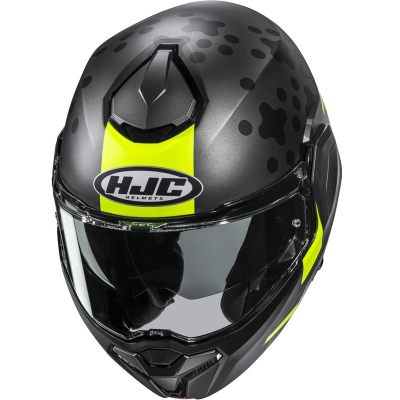Avattava moottoripyöräkypärä HJC i101 Astel MC3HSF musta-harmaa-fluo-keltainen