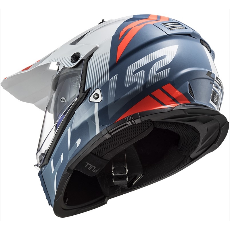Enduro přilba LS2 MX436 Pioneer EVO Evolve bílo-modro-oranžová
