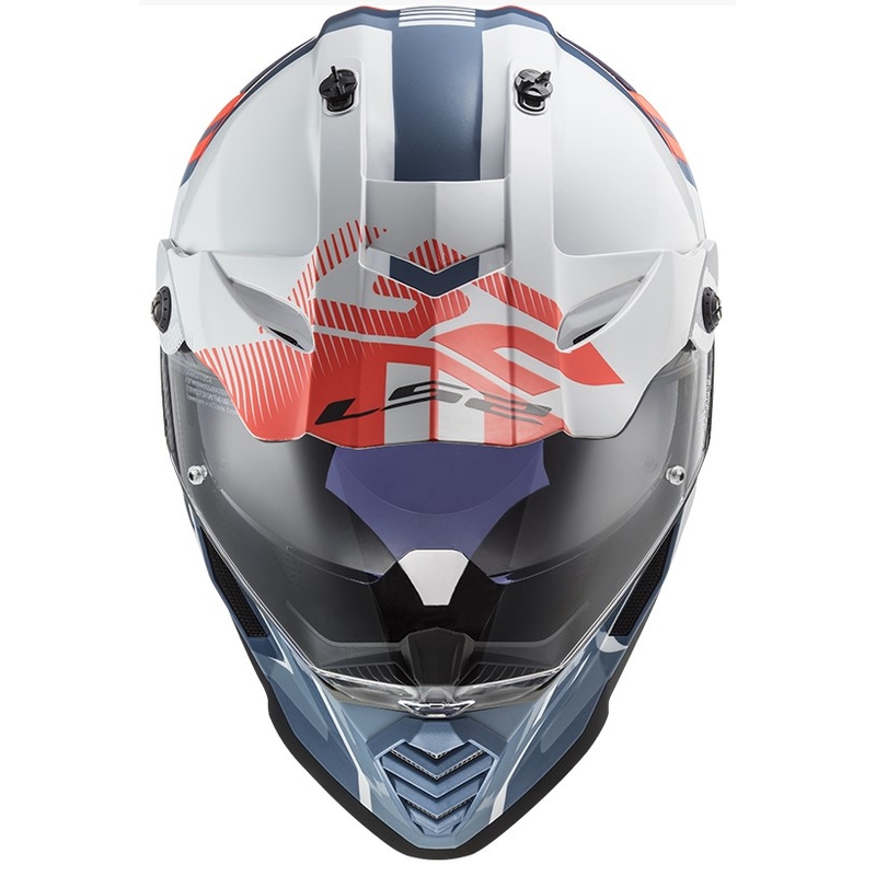 Enduro přilba LS2 MX436 Pioneer EVO Evolve bílo-modro-oranžová